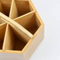 Bamboo Wood Revolving Stationery Organiser Desk Tidy