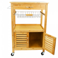 Large Storage Cabinet 3 Tier Bamboo Serving Utility Rolling Island Cart Kitchen Trolley with Wheels for Home