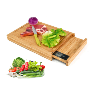 Kitchen Use Wooden Chopping Block Cutting Boards & Tray Bamboo Smart Cut Board with Removable Food Scale Digital