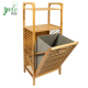 Bamboo Bathroom Cabinet Storage Laundry Hamper Basket With 2 Shelves