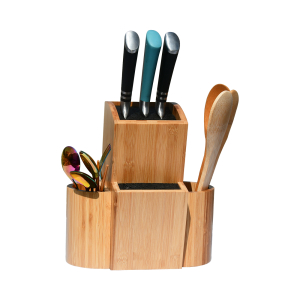 3 in 1 utensile da cucina supporto universale per coltelli in bambù supporto per lama in legno con setole per controsoffitto