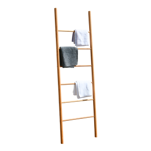 Decorative Bamboo 6-Rung Blanket Wood Ladder Hotel Towel Rack For Home And Bathroom