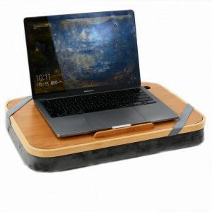 Multifunctional Portable Folding Bamboo Wood Adjustable Bed Laptop Stand Table with Soft Cushion for Desk