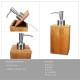 Bamboo Bathroom Accessory Set in Tray Soap Dispenser Cup Toothbrush Holder