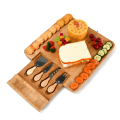 100% Natural Bamboo Cheese Board set with Cutlery and Drawer Grazing Board