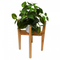 Adjustable Indoor Plant Stand with Planter Tray, Bamboo Wood Mid Century Plant Stand Flower Holder