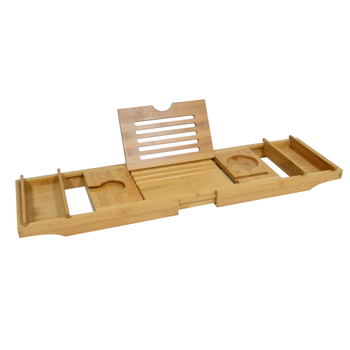 Bamboo Bathtub Tray Caddy Expandable Wood Bath Tray and Luxury Tub Table Bathtub Accessories