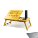 Adjustable Bamboo Laptop Desk Breakfast Serving Bed Tray with Tilting Top Drawer for Surfing Reading Writing