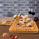 Bamboo Cheese Board Meat Charcuterie Platter Serving Tray With Two Hidden Slide out Drawers & 4 Pieces of Tableware