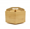 Bamboo Wood Revolving Stationery Organiser Desk Tidy