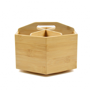 Bamboo Wood Revolving Stationery Organiser Desk Tidy