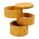 Round Triple Kitchen Bamboo Salt Storage Box with Magnetic Lid