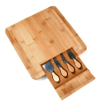 100% Natural Bamboo Cheese Board set with Cutlery and Drawer Grazing Board