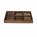 7-Piece Rustic Paulownia Wooden Nesting Serving Trays Set with Cutout Handles