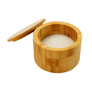 Round Triple Kitchen Bamboo Salt Storage Box with Magnetic Lid