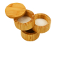 Round Triple Kitchen Bamboo Salt Storage Box with Magnetic Lid