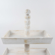 Kitchen Farmhouse Rustic White Wood 3 Tiers Tray with Beads