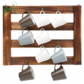 Home Storage Cup Display Organizer,Wooden Wall Mounted Mug Holder Rack With 12 Hooks