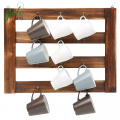 Home Storage Cup Display Organizer,Wooden Wall Mounted Mug Holder Rack With 12 Hooks