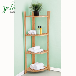 Free standing New design bathroom bath 4-tier Bamboo wooden Corner shelf