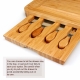 Bamboo Cheese Board with Cheese Tools, Cheese Plate Charcuterie Platter with Utensils Set and 4 Stainless Steel Cutting Knives