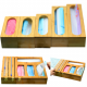 Kitchen Wooden Drawer Organizers With Plastic Foil Wrap Dispenser Holder Bamboo Ziplock Bag Storage Organizer