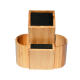 Bamboo Universal Knife Block Two-Tiered Slot-Less Wooden Knife Stand with Magnet Holder