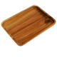 Hot Sale Acacia Wood Rectangle Food Breakfast Serving Tray Silver Platesfor Coffee and Tea