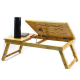 Adjustable Bamboo Laptop Desk Breakfast Serving Bed Tray with Tilting Top Drawer for Surfing Reading Writing