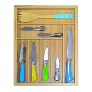 High Quality Bamboo Flatware Tray for Expandable Kitchen Drawer Organizer and Utensil Organizer