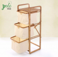 Eco-friendly Foldable Clothes 3 Tier Bamboo Laundry Hamper Bamboo Laundry Basket with Storage Bag