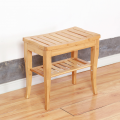 Good Quality Bathroom Corner Organizer Wooden Chair Seat Bamboo Shower Bench with Storage Shelf