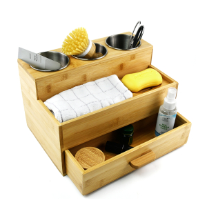 Wooden Hair Dryer Holder With Drawer Hair Tools and Styling Supplies Organizer and Storage for Vanity and Bathroom