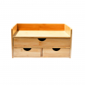 Wholesale 100% Natural 6 Compartments And 2 Drawers Rustic Wood Office Foldable Desk Organizer For Accessories