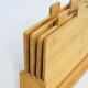 All Natural Wood Set of 4 bamboo Chopping Cutting Board with Stand for Bread, Meat, Chicken and Fish