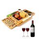 Bamboo Charcuterie Board Set Cheese Board and Knife Set Cheese Cutting Board with Double Drawer