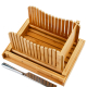 Premium Bamboo Bread Slicer With Stainless-Steel Knife Wood Cutting Guide with Crumb Tray For Homemade Bread, Cake, Bagels