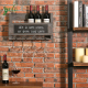 Wholesale High Quality Rustic Grey Wood Wall Mounted Wine Glass Bottle Rack With Chalkboard