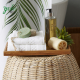 Eco-friendly Bamboo 5 Piece Bath & Vanity Set, Waste Bin, Soap/Lotion Dispenser, Cotton Box, Hand Towel Tray, Toothbrush H