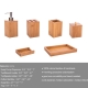 Bamboo Bathroom Accessory Set in Tray Soap Dispenser Cup Toothbrush Holder