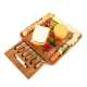 Natural Wood Charcuterie Bamboo Cheese Board With Knife Set, Cutlery and Accessories