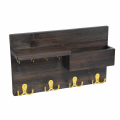 Rustic Wooden Double-side Key Hook Wood Wall Decor Mail Shelf