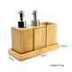 Bamboo Bathroom Accessory Set in Tray Soap Dispenser Cup Toothbrush Holder