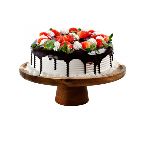 Superior Eco-friendly Food Safe Organic 12 inch Round natural Acacia Wood Cake Stand