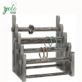 Rustic 4-Tier Torched Wood T-Bar Jewelry Display Earring Rack Bracelet & Watch Organizer