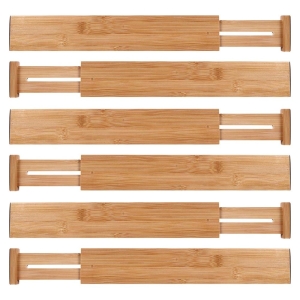 Set of 6 High Quality Bamboo Adjustable Drawer Dividers