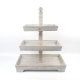 Kitchen Farmhouse Rustic White Wood 3 Tiers Tray with Beads