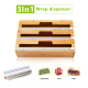 Wood Aluminum Saran Pallet Stretch Cling 3 In 1 Kitchen Foil And Plastic Bamboo Wrap Dispenser Organizer With Cutter Labels