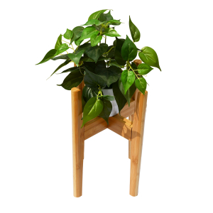 Adjustable Indoor Plant Stand with Planter Tray, Bamboo Wood Mid Century Plant Stand Flower Holder