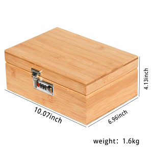 Large Size Bamboo Decorative Box Wood Stash Box Rolling Tray Jar Rolling Kit Lockable Storage